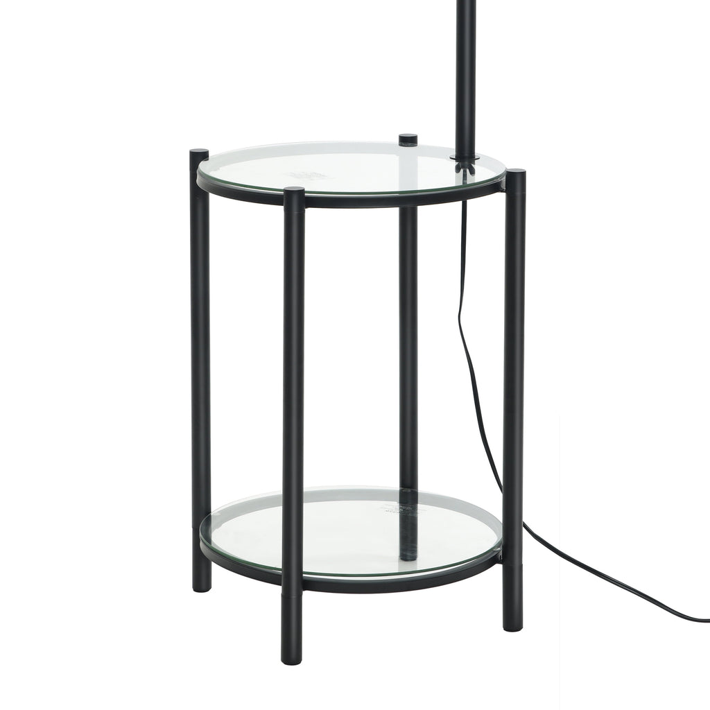 Velmora™ Glass End Table Floor Lamp with White Shade, Matte Black, 17"L x 17"W x 54"H