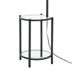 Velmora™ Glass End Table Floor Lamp with White Shade, Matte Black, 17"L x 17"W x 54"H
