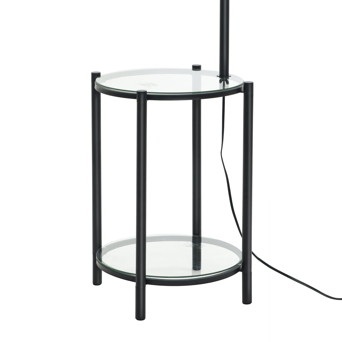 Velmora™ Glass End Table Floor Lamp with White Shade, Matte Black, 17"L x 17"W x 54"H