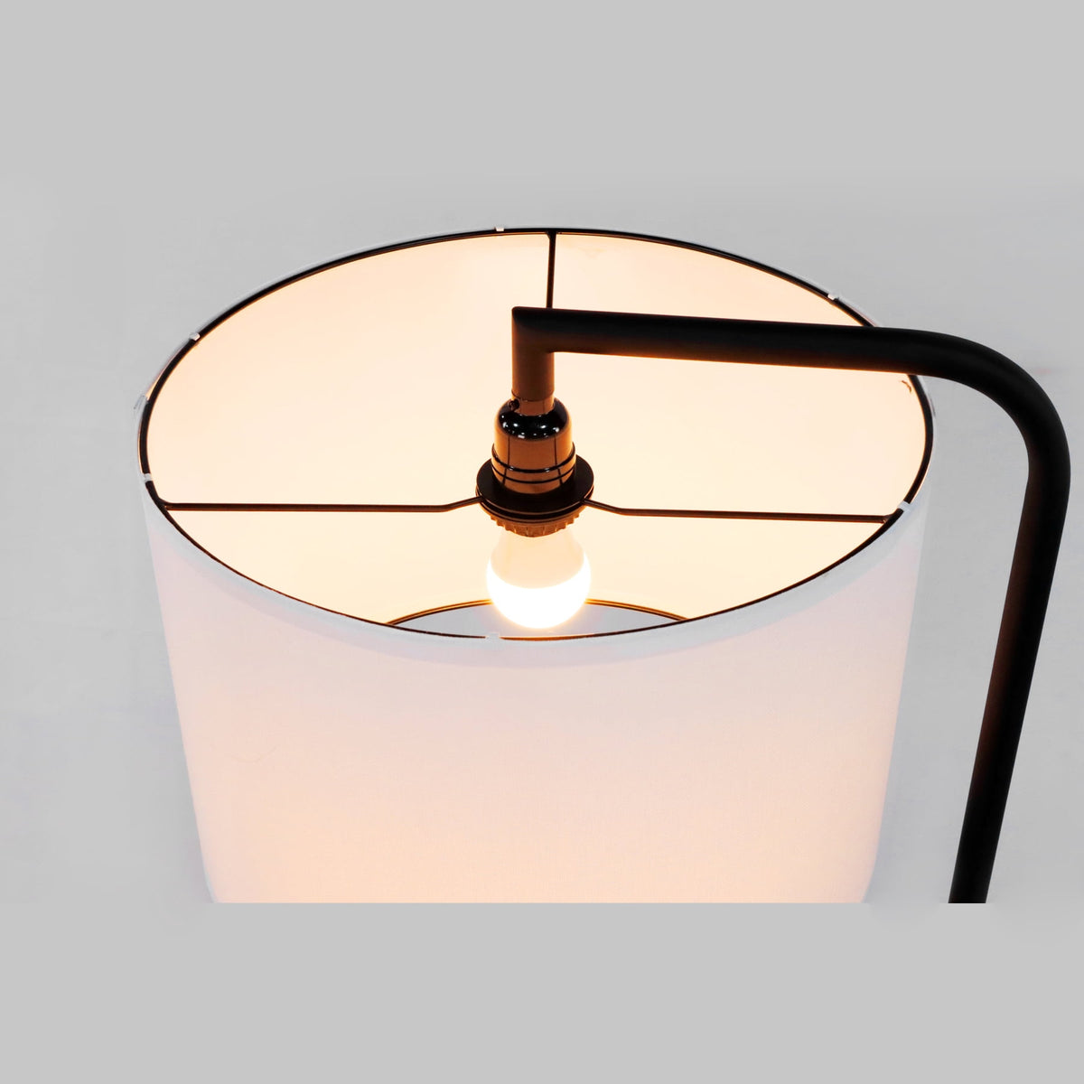 Velmora™ 54" Matte Black Metal Floor Lamp with Faux Wood Table and Magazine Rack