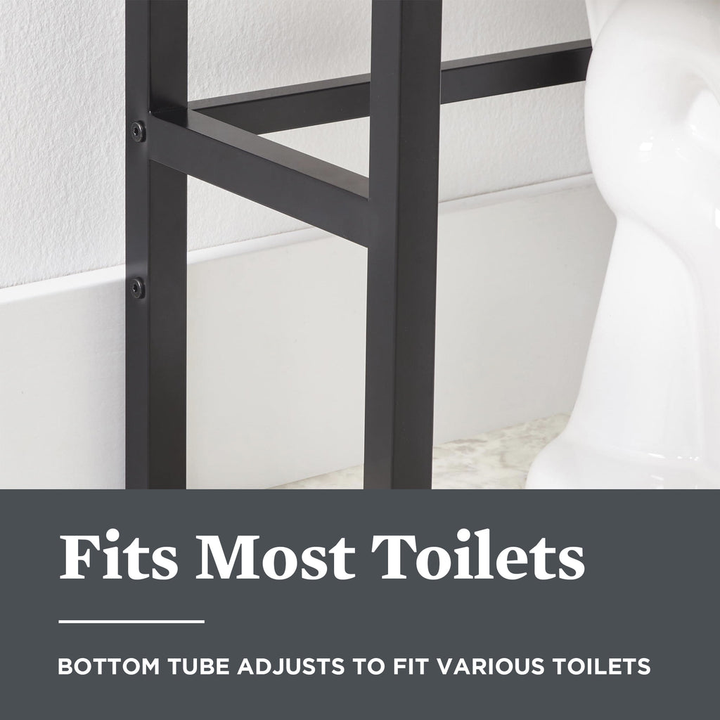 Velmora™ Jace 3-Shelf over-the-Toilet Storage Shelf with Black Frame and Oak Shelves