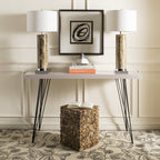 Velmora™ Jefferson Nautical Rustic Teak Oak Square Stool/Table, Medium Oak/Black