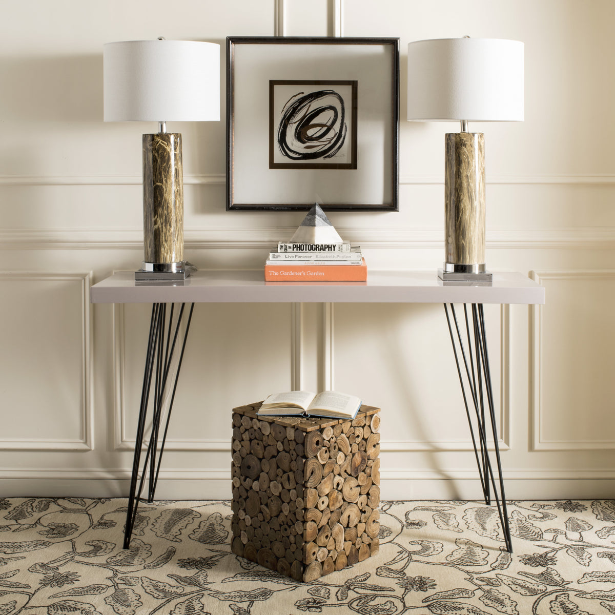 Velmora™ Jefferson Nautical Rustic Teak Oak Square Stool/Table, Medium Oak/Black