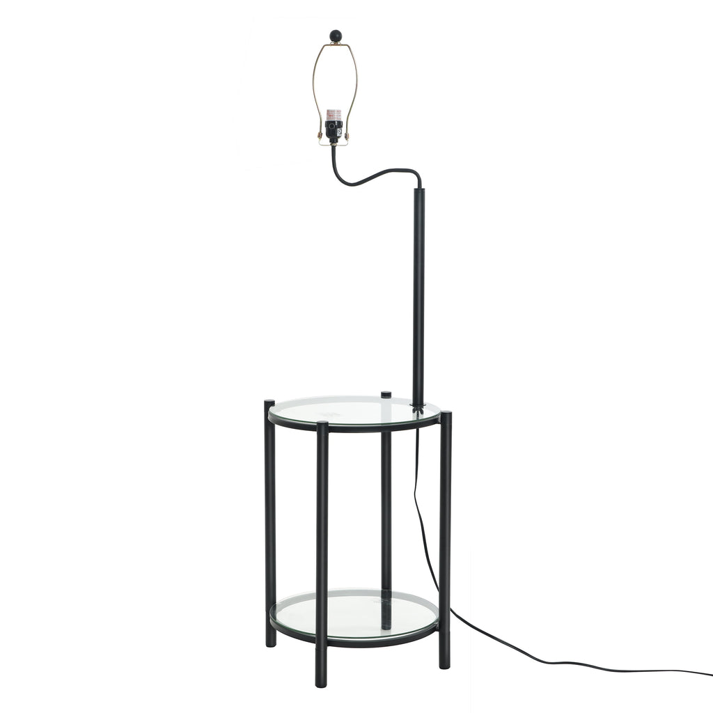 Velmora™ Glass End Table Floor Lamp with White Shade, Matte Black, 17"L x 17"W x 54"H