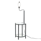 Velmora™ Glass End Table Floor Lamp with White Shade, Matte Black, 17"L x 17"W x 54"H