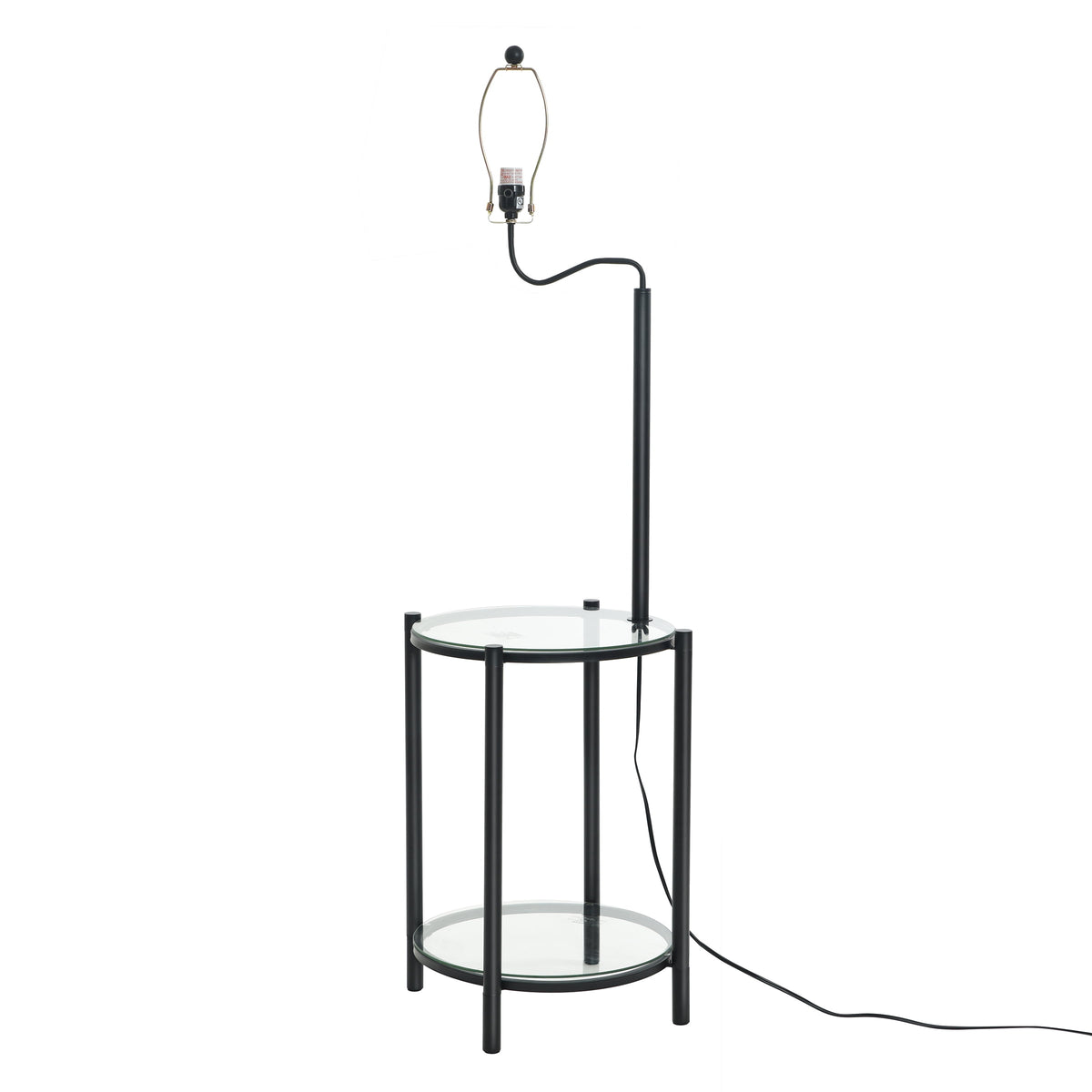 Velmora™ Glass End Table Floor Lamp with White Shade, Matte Black, 17"L x 17"W x 54"H