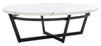 Velmora™ Placido Abstract Oval Coffee Table, White Marble/Black