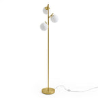 Velmora™ 3-Globe Freestanding Floor Lamp, 65 in, Frosted Glass Shades, Foot Switch