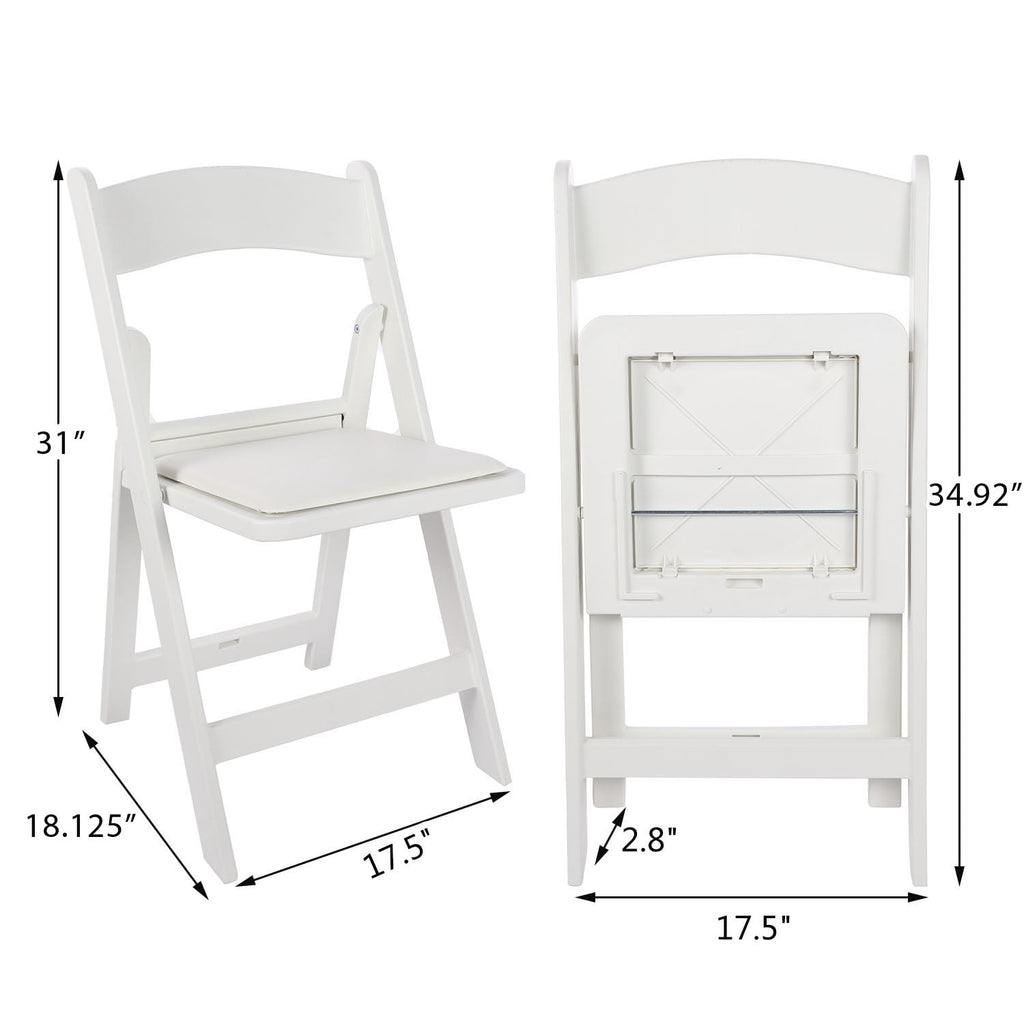 Velmora™ Banquet Padded Resin Folding Chair, White, Set of 2