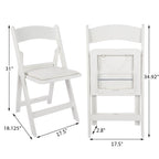Velmora™ Banquet Padded Resin Folding Chair, White, Set of 2