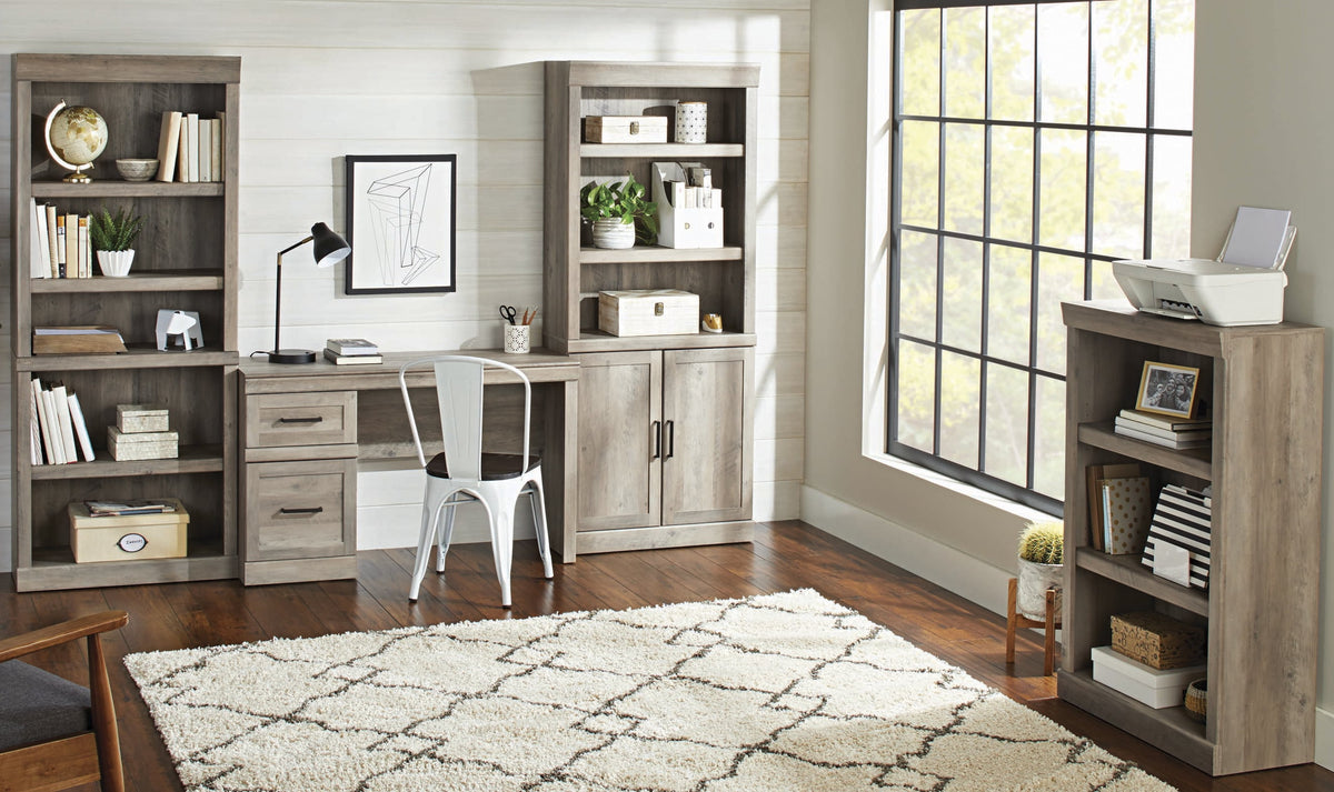 Velmora™ Glendale 5 Shelf Bookcase, Rustic Gray Finish