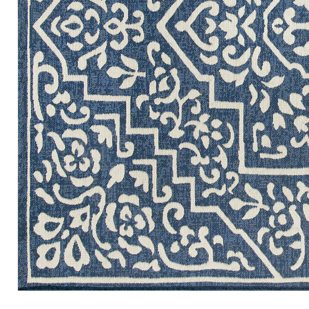 Velmora™ Traditional Medallion Outdoor Rug, 7 ft x 10 ft, Blue