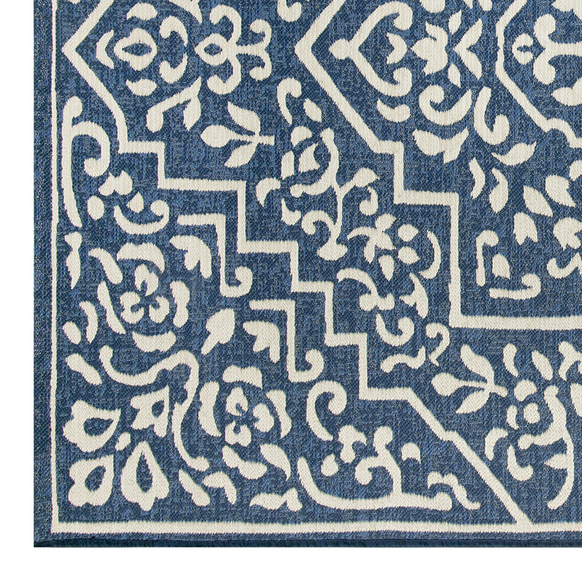 Velmora™ Traditional Medallion Outdoor Rug, 7 ft x 10 ft, Blue