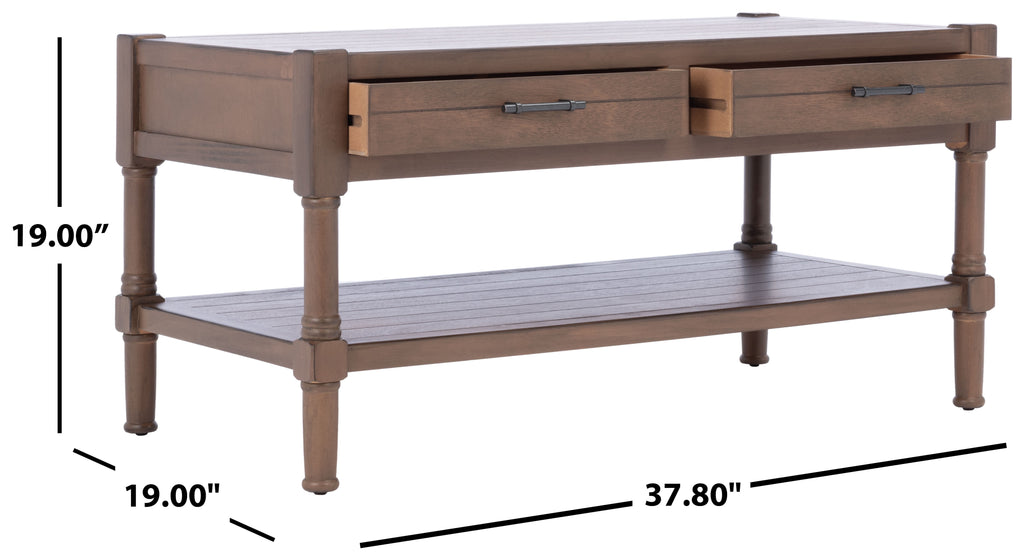 Velmora™ Filbert Solid 2 Drawer Coffee Table, Brown
