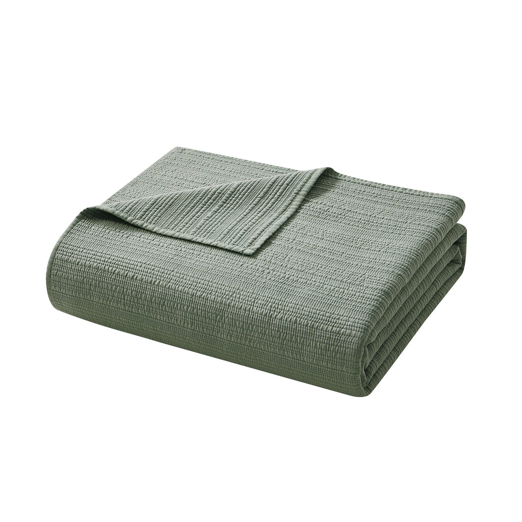 Velmora™ Garment Washed Stripe Quilt, King, Green, Soft Microfiber Bedding