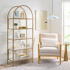 Velmora™ Nola Arch Bookcase, Gold Finish