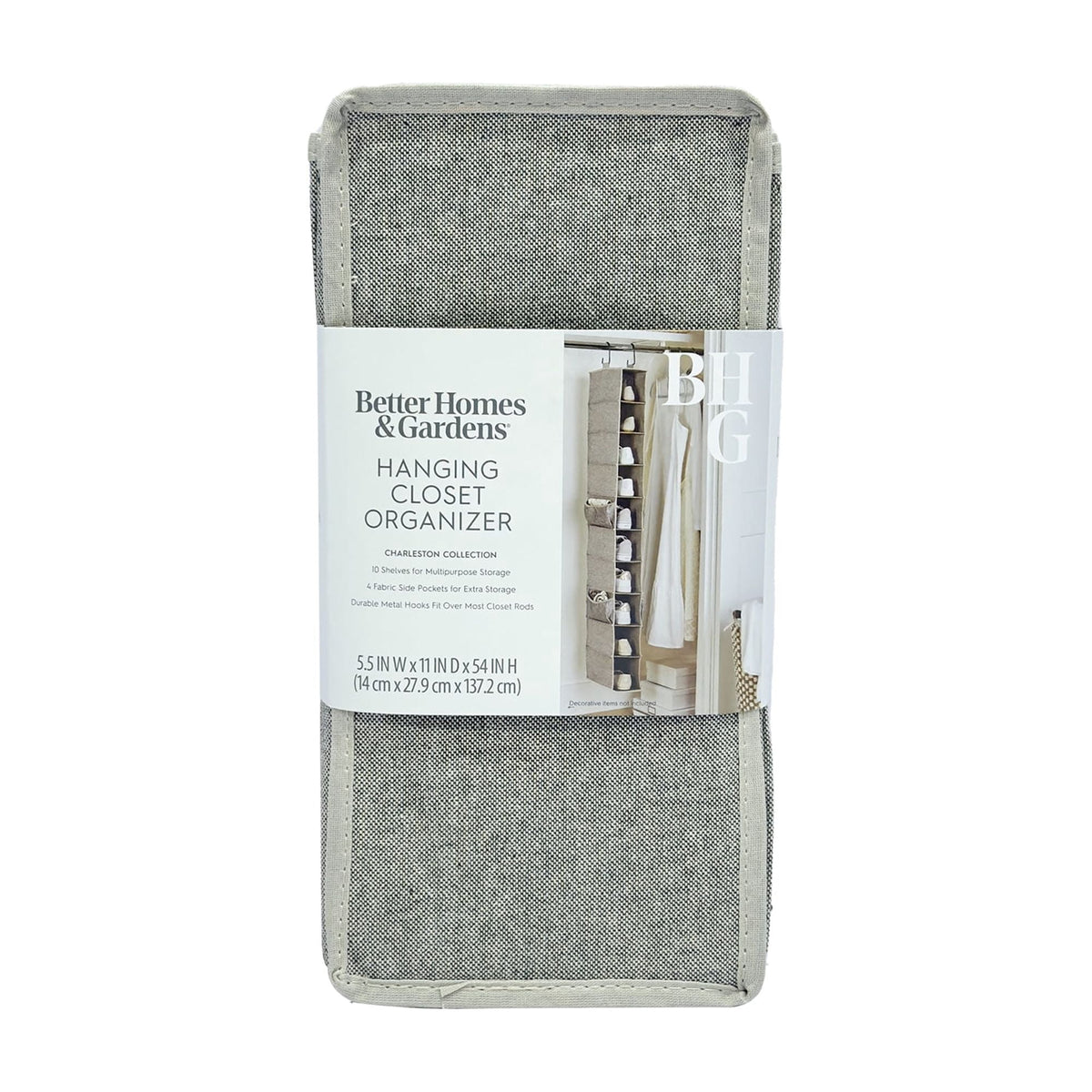 Velmora™ (2 pack) Gray 10-Shelf Hanging Closet Organizer with Side Pockets