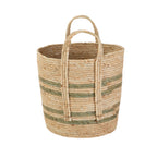 Velmora™ Natural Maize Colored Stripe Basket, Green, Large