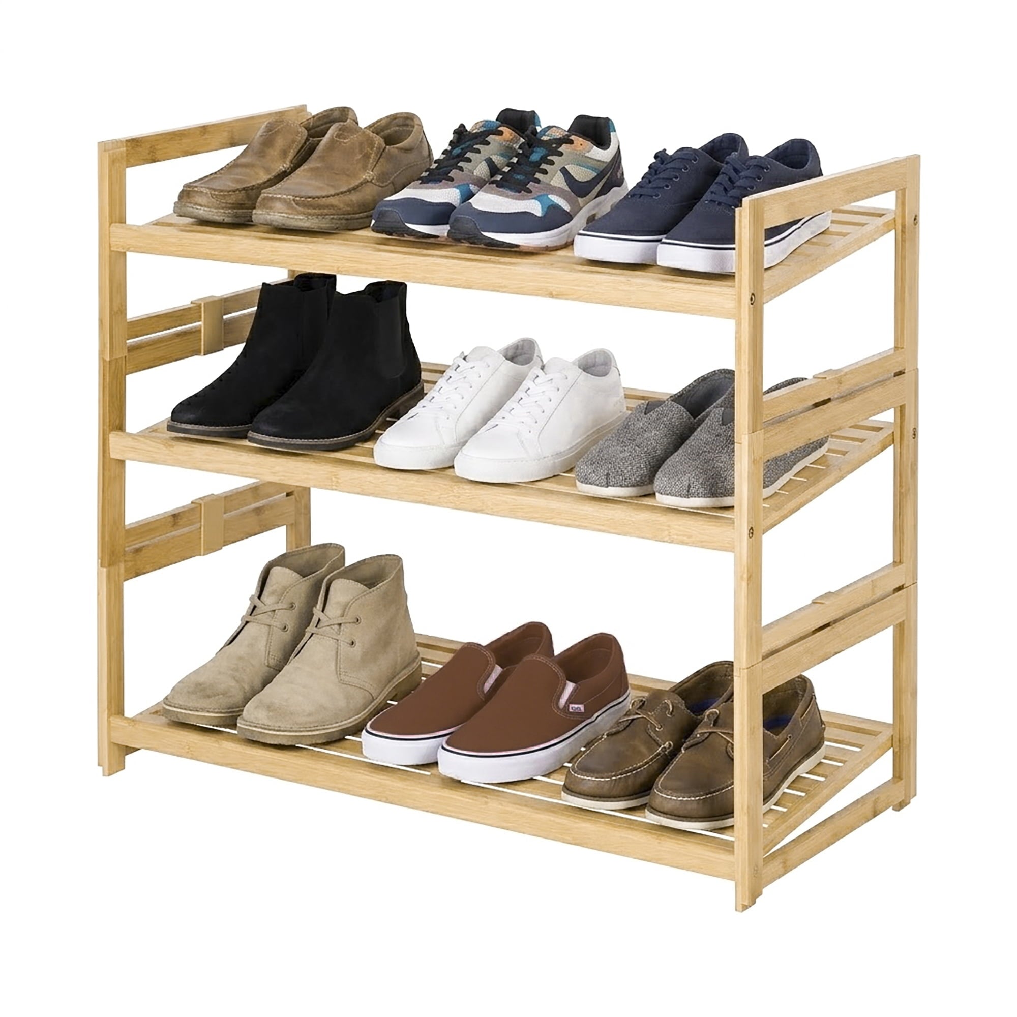Velmora™ (2 pack) Bamboo 3-Tier Shoe Rack for 9 Pairs