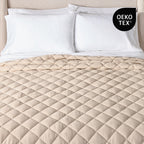 Velmora™ Papyrus Beige Diamond Cotton Gauze Quilt, King - Breathable Cotton Bedding