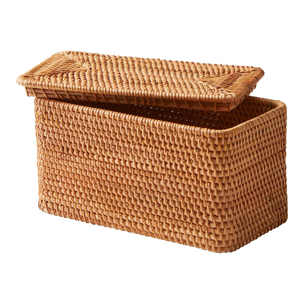 Velmora™ Brown Rattan Organizer Basket with Lid