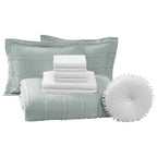 Velmora™ Mint Clipped Stripe 10-Piece Bed in a Bag Comforter Set with Sheets, Full