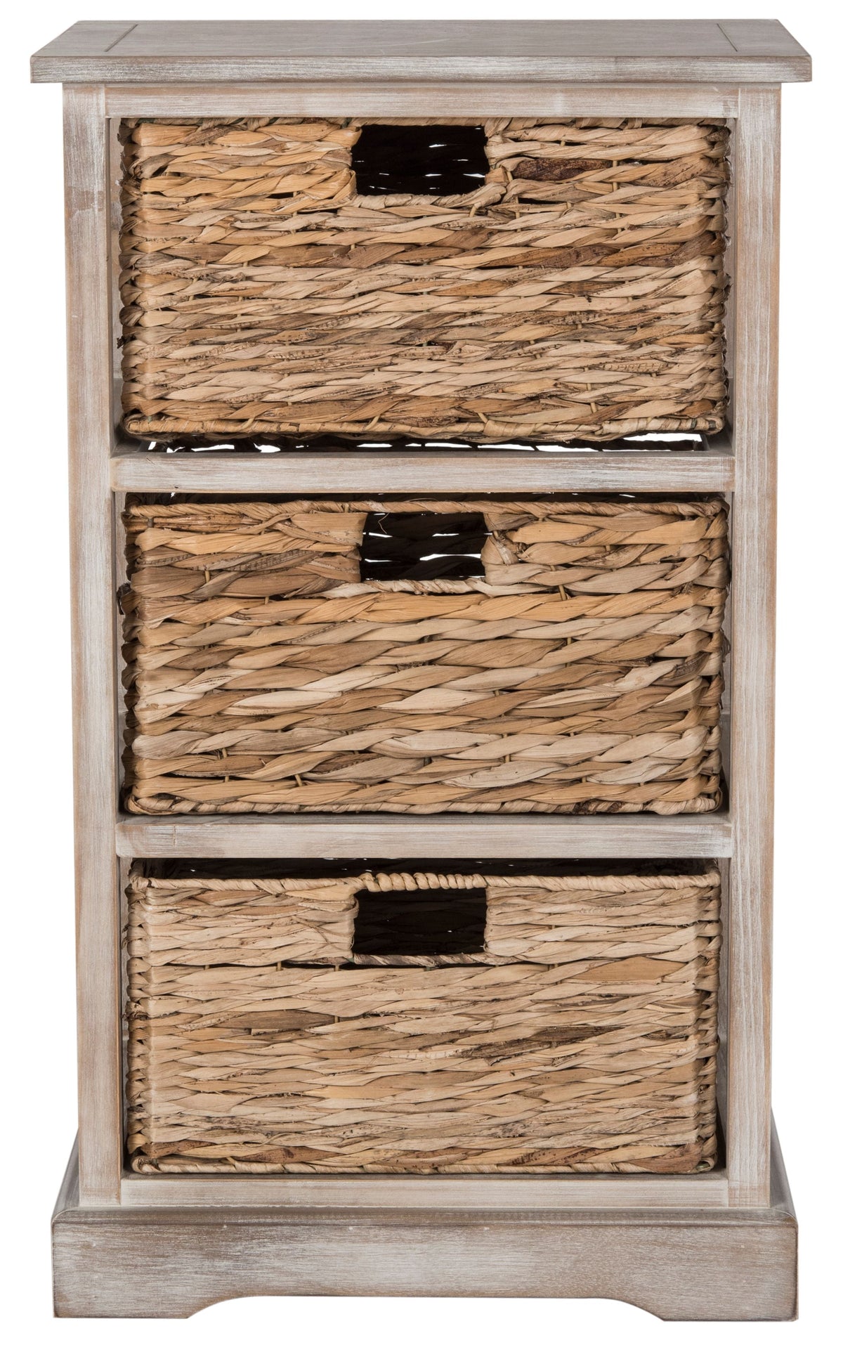 Velmora™ Halle Solid 3 Wicker Basket Storage Side Table, Vintage White