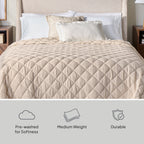 Velmora™ Diamond Gauze Quilt, Full/Queen, Beige Bedding