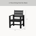 Velmora™ Ezra Outdoor HDPE Dining Chair Set, 2-Pack, Black
