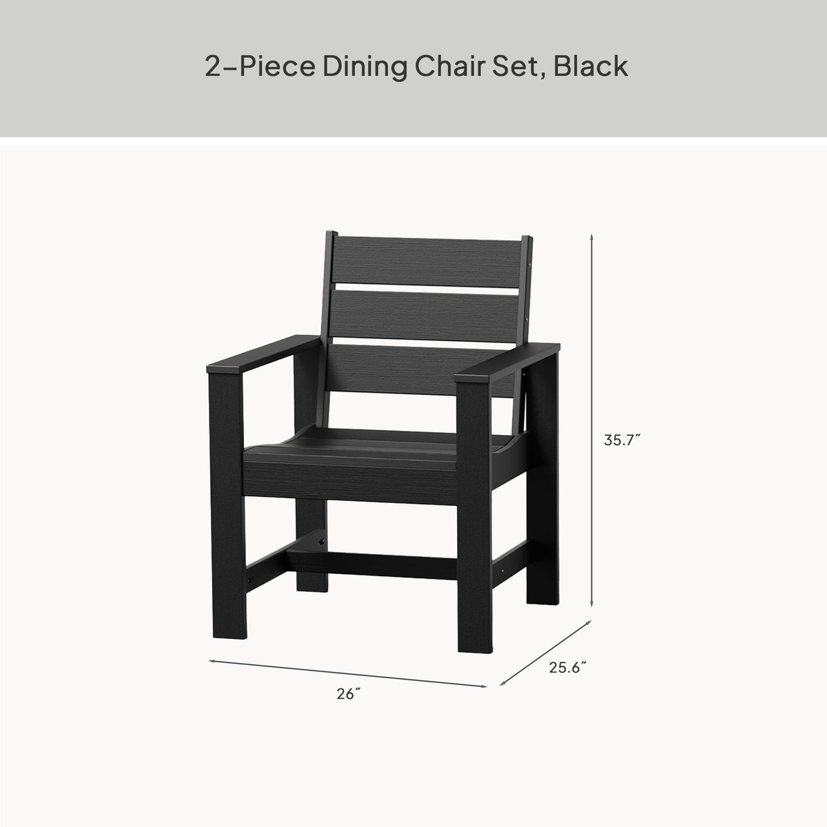 Velmora™ Ezra Outdoor HDPE Dining Chair Set, 2-Pack, Black