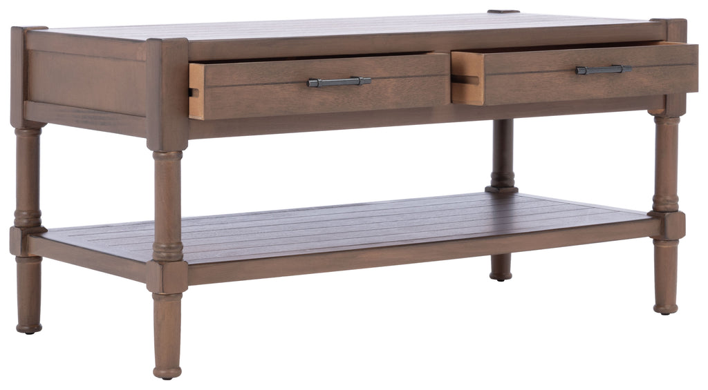 Velmora™ Filbert Solid 2 Drawer Coffee Table, Brown