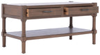 Velmora™ Filbert Solid 2 Drawer Coffee Table, Brown