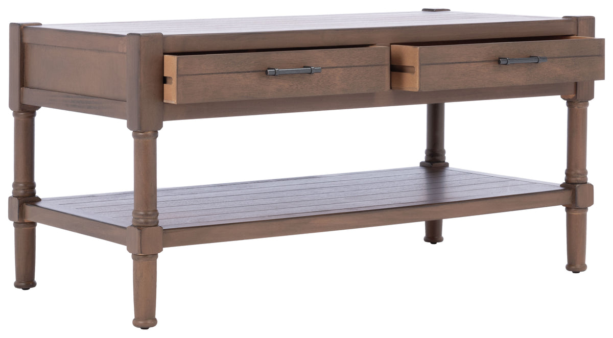 Velmora™ Filbert Solid 2 Drawer Coffee Table, Brown