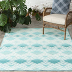 Velmora™ Aqua Geometric Outdoor Rug, 6 ft 6 in x 9 ft 6 in
