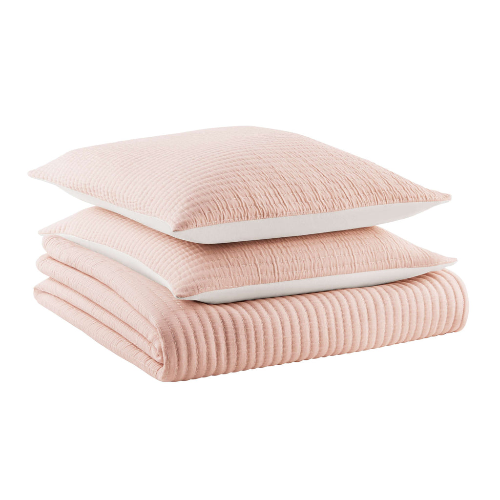 Velmora™ Full/Queen Quilt - Blush Pink Matelasse, Cotton-Rich, Reversible Bedding