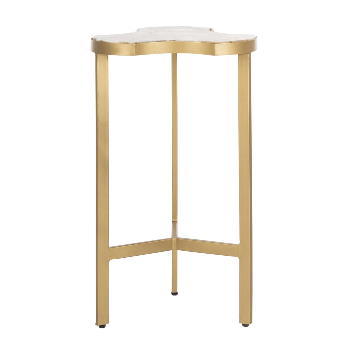 Velmora™ Suki Agate Modern Glam Tripod Accent Table, White/Gold
