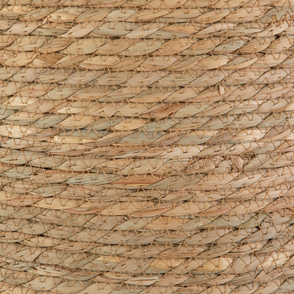 Velmora™ Natural and Black Round Rush Baskets, Set of 2
