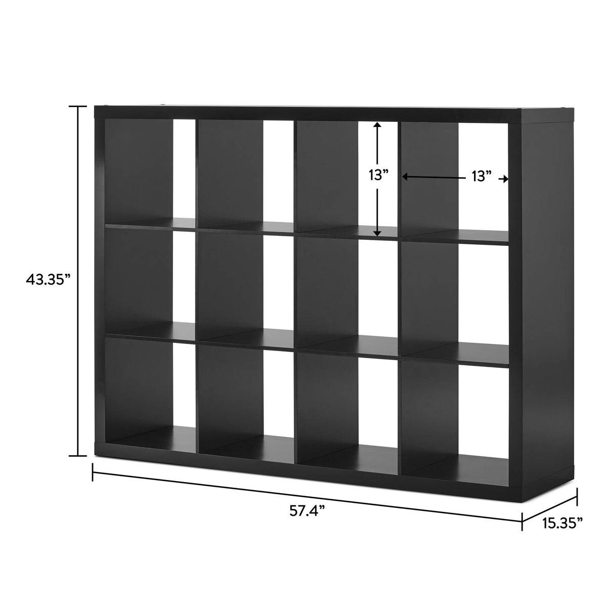 Velmora™ 12 Cube Storage Organizer, Solid Black