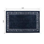 Velmora™ Washed Indigo Bordered Tufted Washable Area Rug, 5 ft x 7 ft