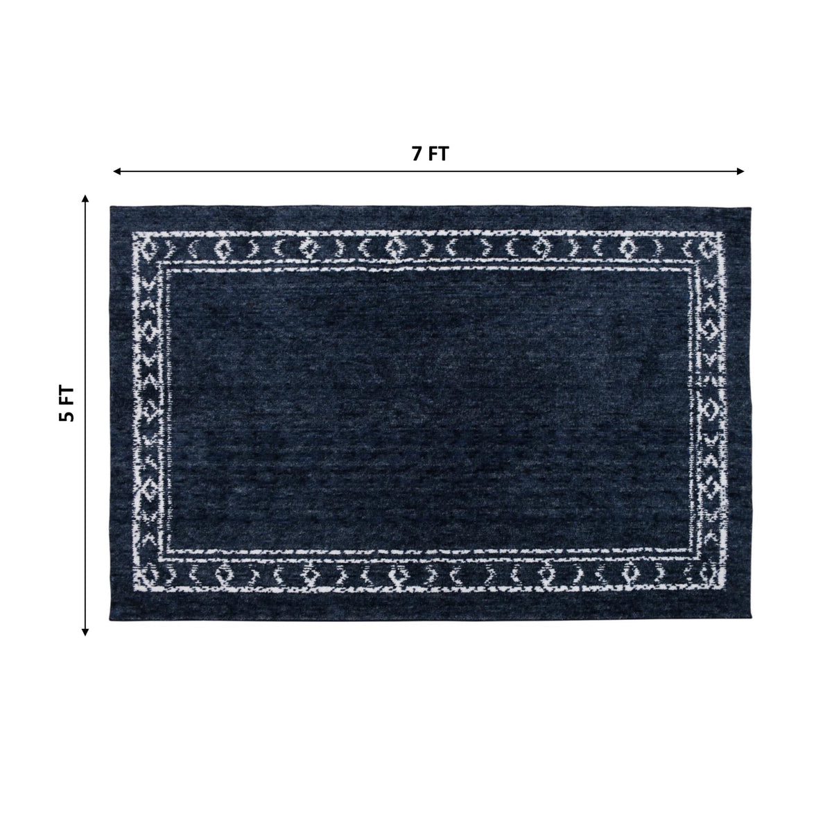 Velmora™ Washed Indigo Bordered Tufted Washable Area Rug, 5 ft x 7 ft