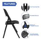 Velmora™ Premium Breathable Resin Folding Chair, Black, Set of 4