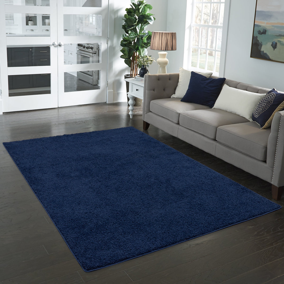 Velmora™ (2 pack) Traditional Solid Navy Youth Shag Indoor Area Rug, 5 ft x 7 ft