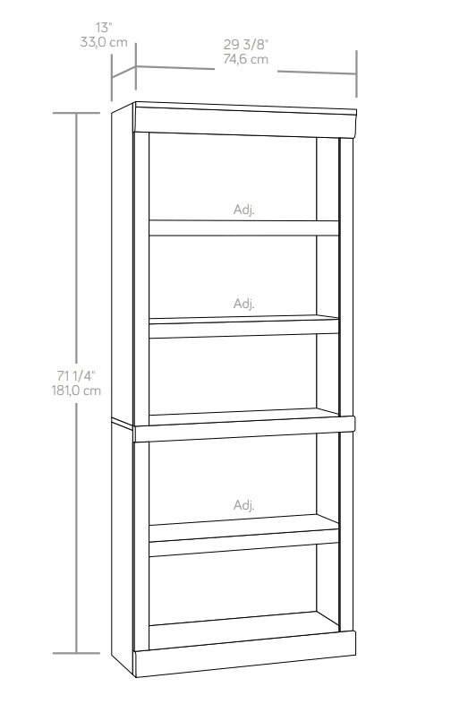 Velmora™ Glendale 5 Shelf Bookcase, Rustic Gray Finish