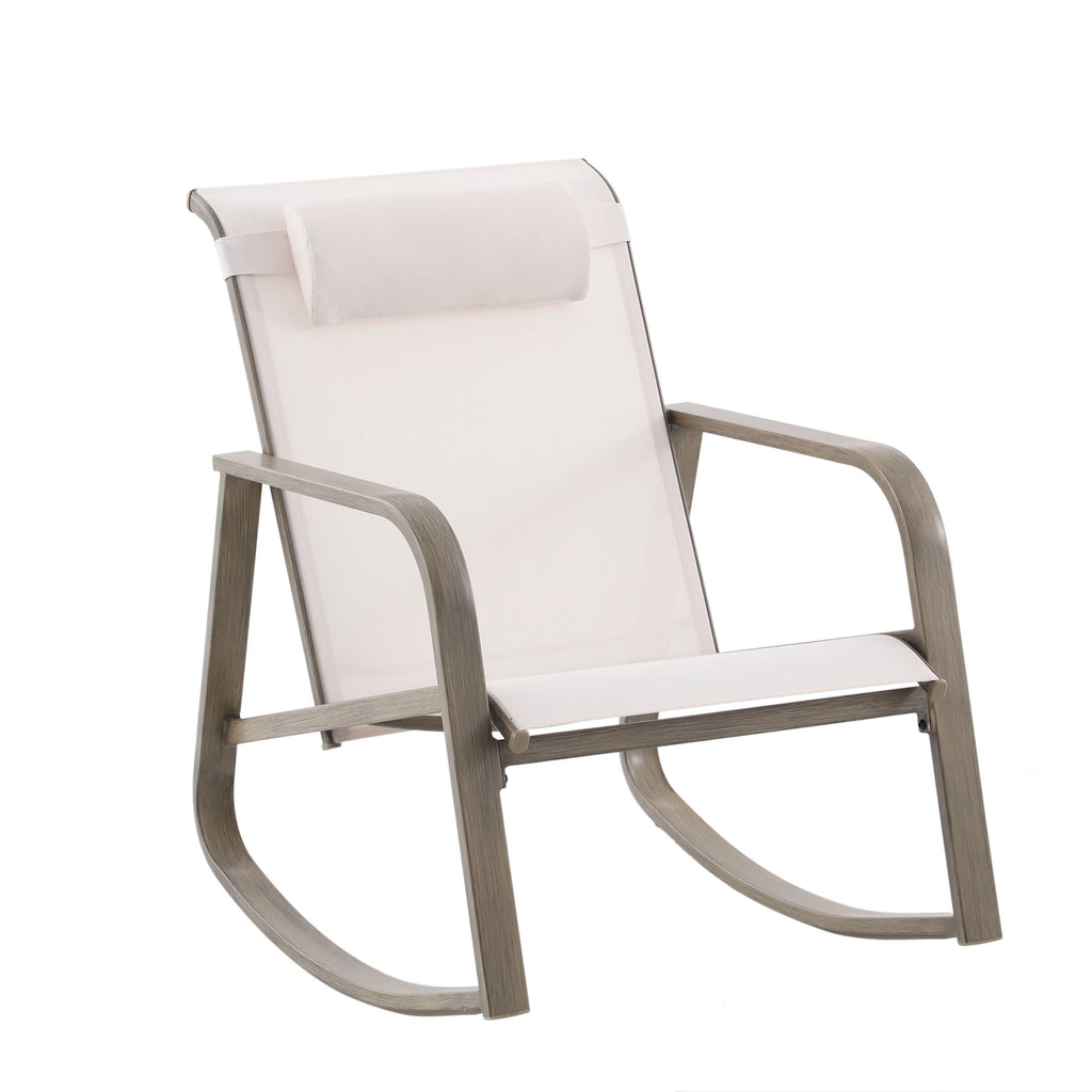 Velmora™ Dashwood 3-Piece Steel Outdoor Rocker Chat Set, Cream