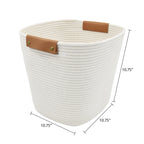 Velmora™ (4 pack) Medium White Cotton Rope Decorative Storage Basket, 11 in x 11 in