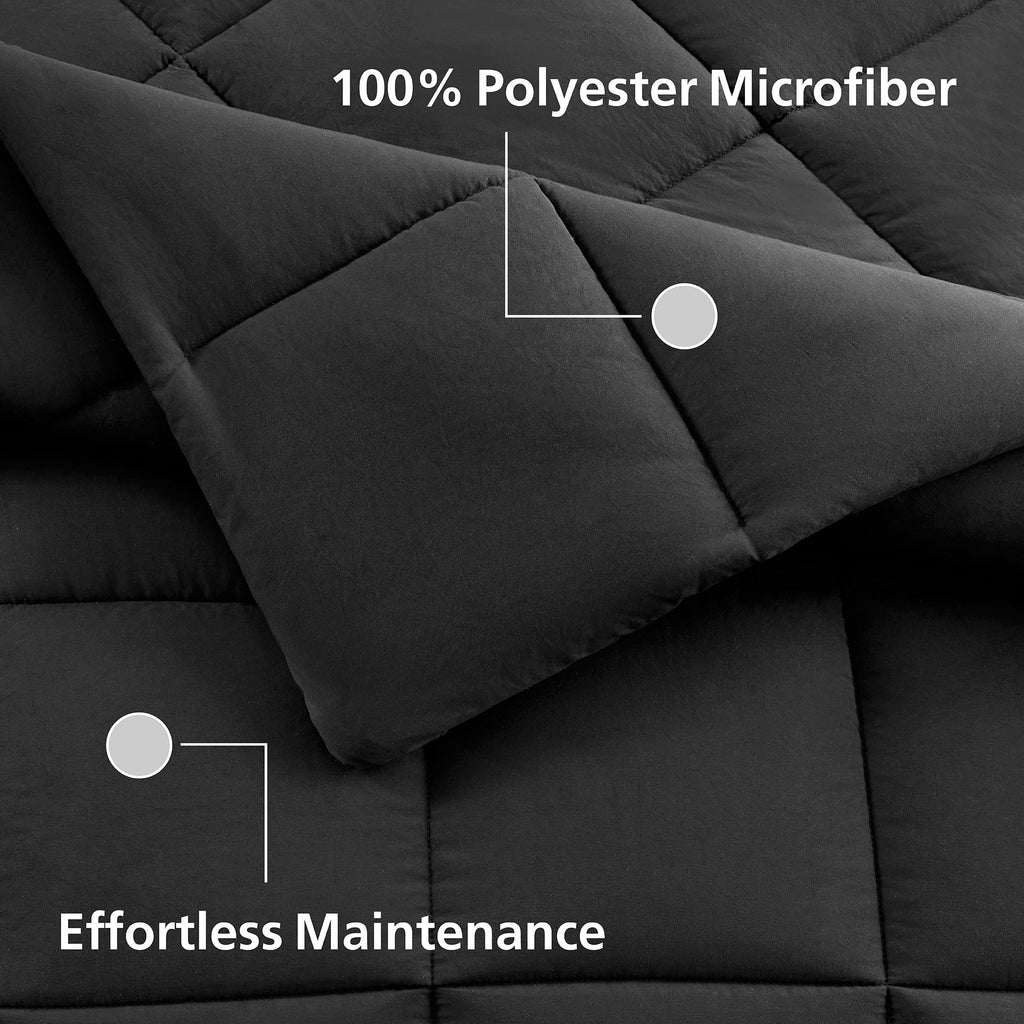 Velmora™ Down Alternative Reversible 5-Piece Bed-in-a-Bag Comforter Set, Black, Twin/Twin-XL