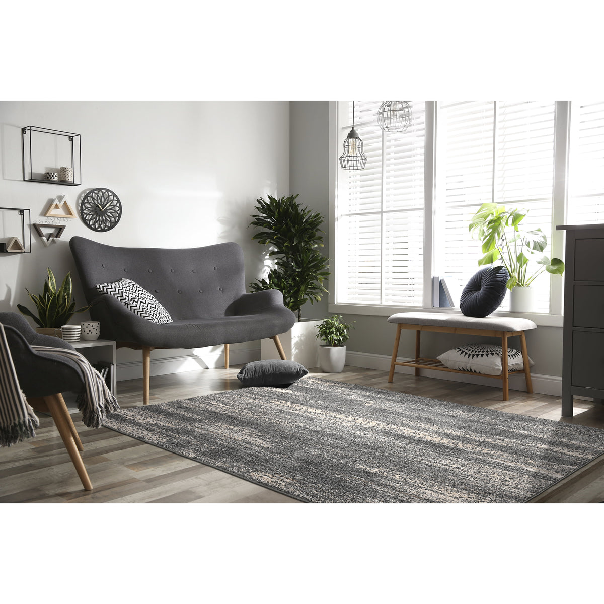 Velmora™ Jasper Gray Abstract Indoor Area Rug, 5 ft x 7 ft
