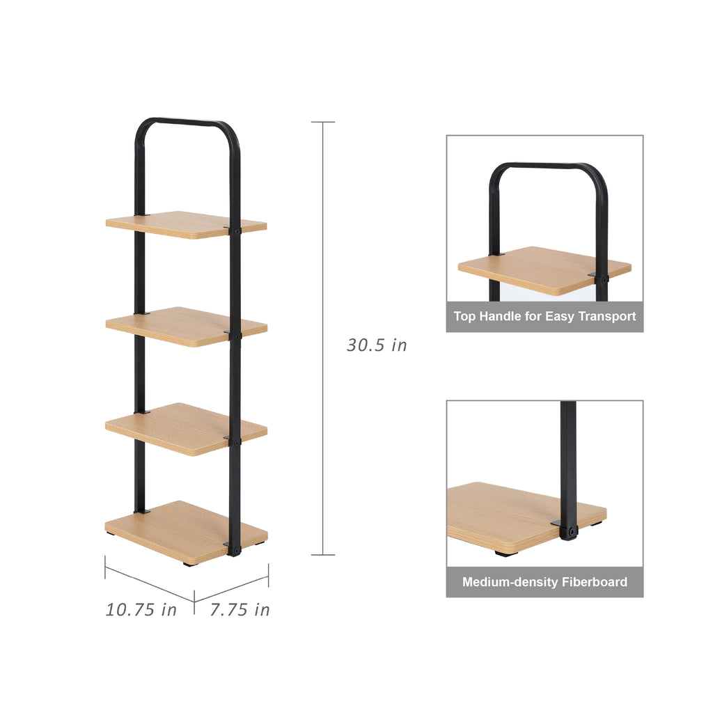 Velmora™ Juliet 4-Tier Wooden Shoe Ladder for Shoe Storage, Black and Light Honey Wood, Holds up to 4 Pairs