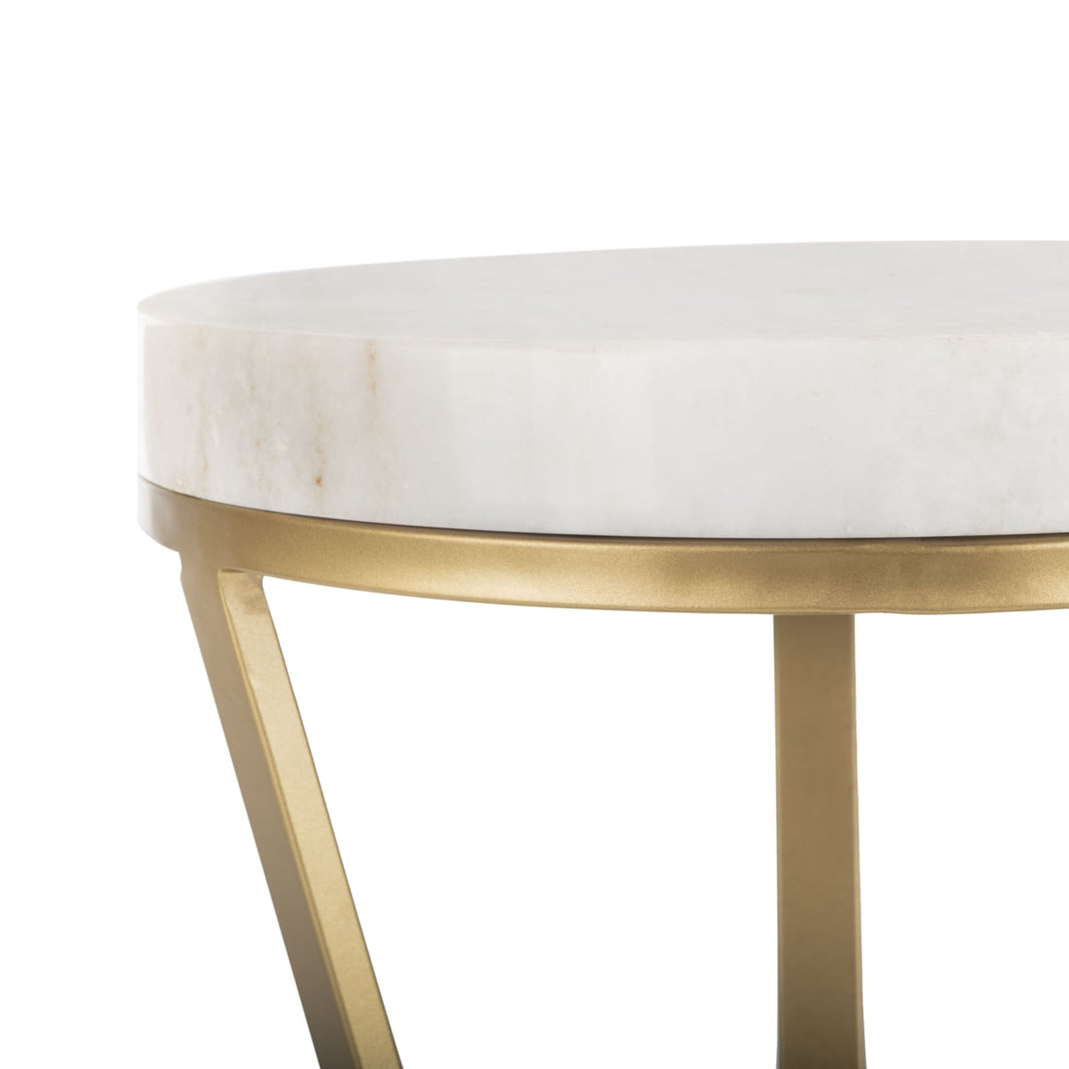 Velmora™ Theia Modern Glam Round 3-Leg Accent Table, White Marble/Gold