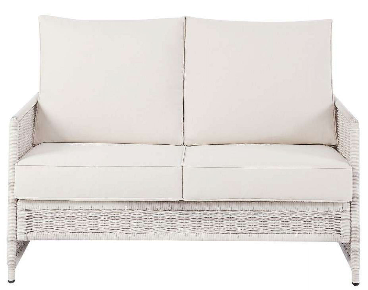 Velmora™ Paige 1 Piece Wicker Outdoor Loveseat with Cushions, White